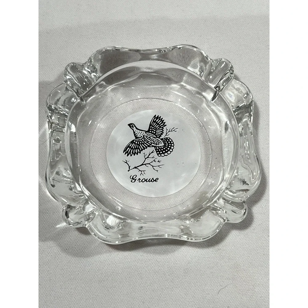 Game Bird Ashtray Set Lot Of 3 Glass‎ Grouse Pheasant Hunting Decor